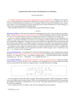 Guidelines for Good Mathematical Writing
