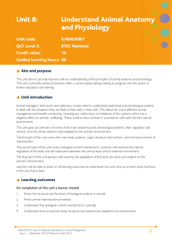 Unit 8: Understand Animal Anatomy and Physiology