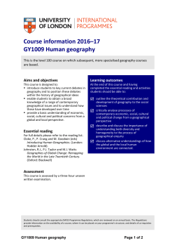 Human geography - University of London International Programmes