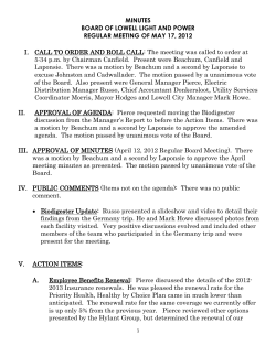 MINUTES BOARD OF LOWELL LIGHT AND POWER REGULAR
