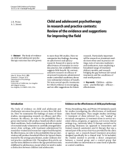 Child and adolescent psychotherapy in research and