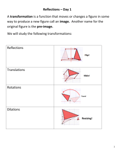 Reflections – Day 1 A transformation is a function that moves or