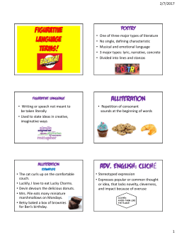 Figurative Language Terms! ALLITERATION Adv. English: CLICH&Eacute;
