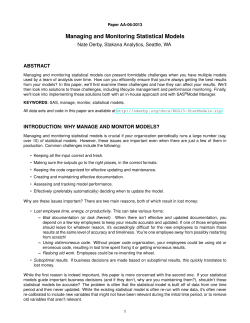 Managing and Monitoring Statistical Models