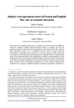 Subject-verb agreement errors in French and English: The role of