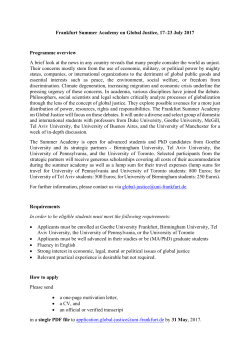 Frankfurt Summer Academy on Global Justice, 17&ndash;23 July 2017