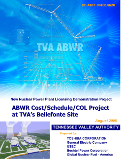 ABWR Cost/Schedule/COL Project at TVA`s Bellefonte Site