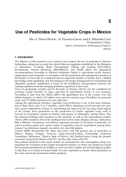 Use of Pesticides for Vegetable Crops in Mexico