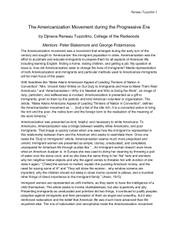 The Americanization Movement during the Progressive Era