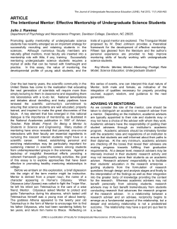 The Intentional Mentor - Journal of Undergraduate Neuroscience