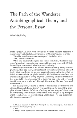 Autobiographical Theory and the Personal Essay