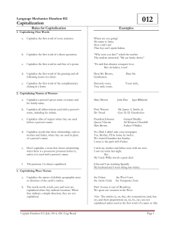 Grammar Handout: Capitalization