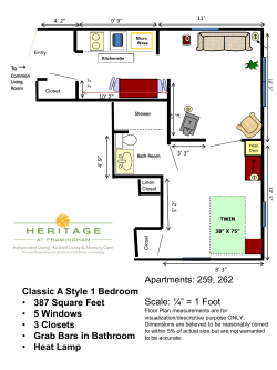 Apartments: 259, 262 Scale: &frac14;&rdquo; = 1 Foot Classic A Style 1 Bedroom