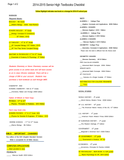 2014-2015 Senior High Textbooks Checklist