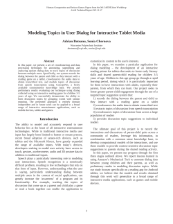 Modeling Topics in User Dialog for Interactive Tablet Media