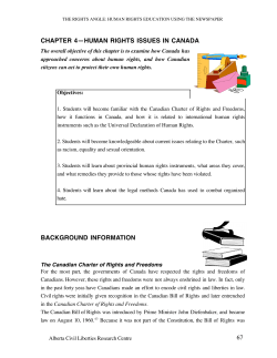 chapter 4&mdash;human rights issues in canada
