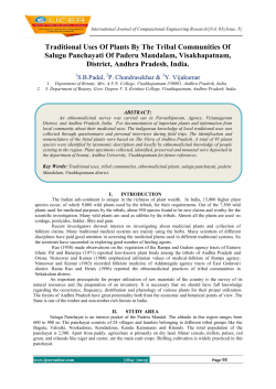 Traditional Uses Of Plants By The Tribal Communities Of Salugu