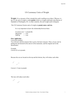 US Customary Units of Weight
