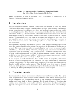 1 Introduction 2 Duration models - The University of Chicago Booth