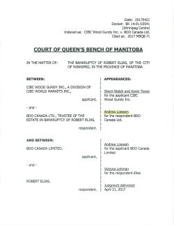 CIBC Wood Gundy Inc. v. BDO Canada Ltd., 2017