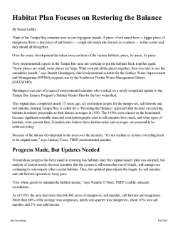 Habitat Plan Focuses on Restoring the Balance