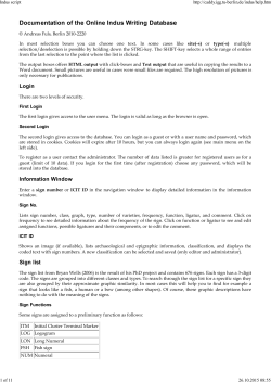 Documentation of the Online Indus Writing Database