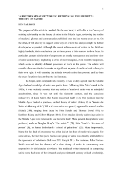 Satyrs, Snakes and Slander: Extending the Medieval Theory of Satire