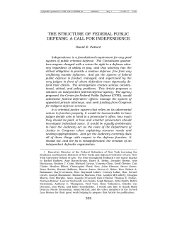 THE STRUCTURE OF FEDERAL PUBLIC DEFENSE: A CALL FOR