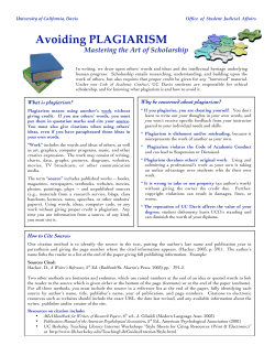 Avoiding PLAGIARISM - International Center for Academic Integrity