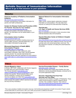 Reliable Sources of Immunizations Information