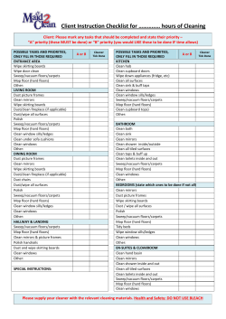 Client Instruction Checklist for &hellip;&hellip;&hellip;&hellip;&hellip; hours of Cleaning