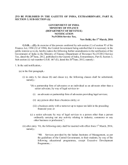 Notification No. 09/2016-Service Tax