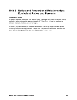 Unit 5 Ratios and Proportional Relationships: Equivalent Ratios and
