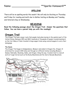 Name: **Sparks Homework** READING Oregon Trail