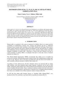 DETERMINATION OF Br, Ca, Na, K, Fe, Rb, Se AND Zn IN