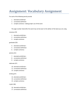 Assignment: Vocabulary Assignment