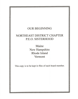 OUR BEGINNING NORTHEAST DISTRICT CHAPTER P.E.O.