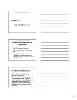 Chapter 19 Microbial Taxonomy General Introduction and Overview