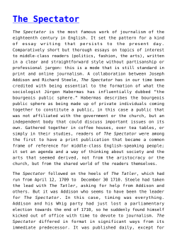 The Spectator - The Open Anthology of Literature in English