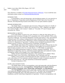 Stadler, Lewis John (1896-1954), Papers, 1927