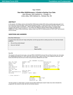 Dear Miss SASAnswers: A Guide to Sorting Your Data