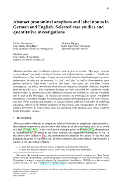 Abstract pronominal anaphors and label nouns in German and English