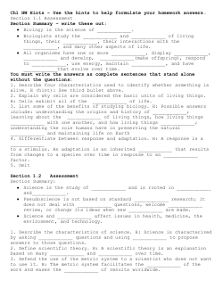 Ch1 HW Hints &ndash; Use the hints to help formulate your homework