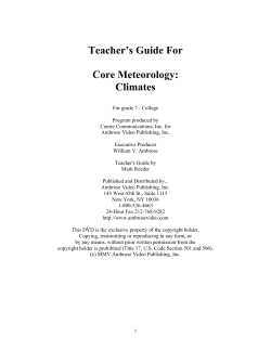 Teacher`s Guide For Core Meteorology: Climates