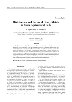 Distribution and Forms of Heavy Metals in Some Agricultural Soils