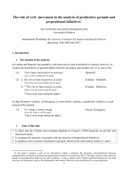 The role of verb movement in the analysis of predicative gerunds
