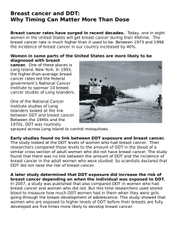 Breast cancer and DDT: Why Timing Can Matter More