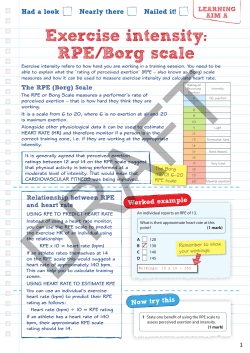 Exercise intensity: RPE/Borg scale