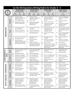 Cy-Fair ISD Expository Writing Rubric for Grades 3 &ndash; 5