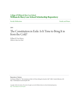 The Constitution in Exile: Is It Time to Bring It in from the Cold?
